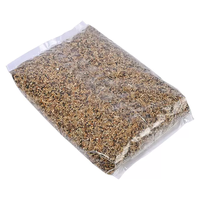 Dobar Wildvogelfutter mit Früchten - 7 kg - Verschiedenes Vogelfutter aus Körnern und Samen in einem transparenten Plastikbeutel.