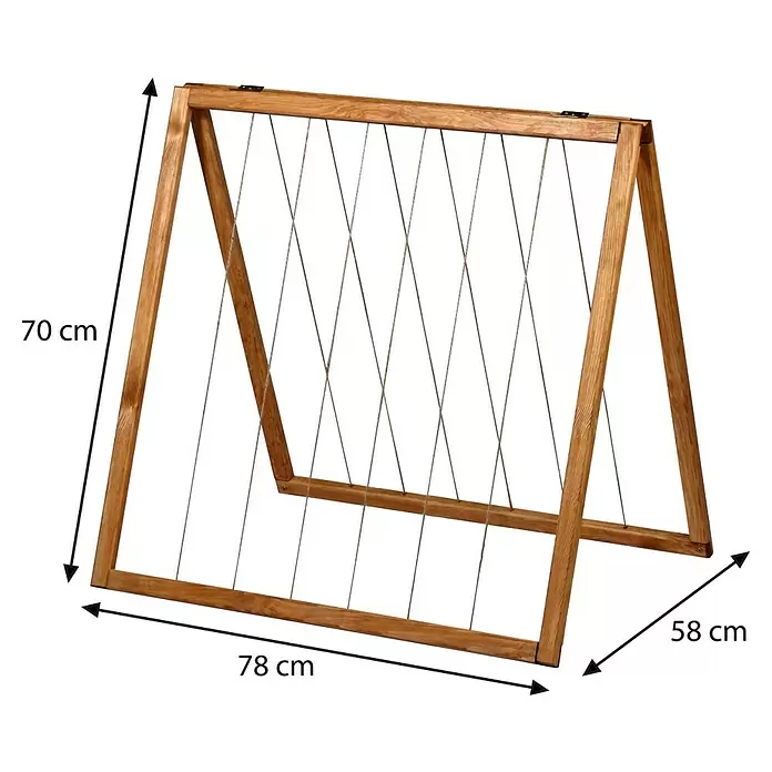 Dobar Rankhilfe - 58 x 70 cm, Holz, Braun - Hölzernes A-Rahmen-Wäschegestell mit Schnüren, 70x78x58 cm.