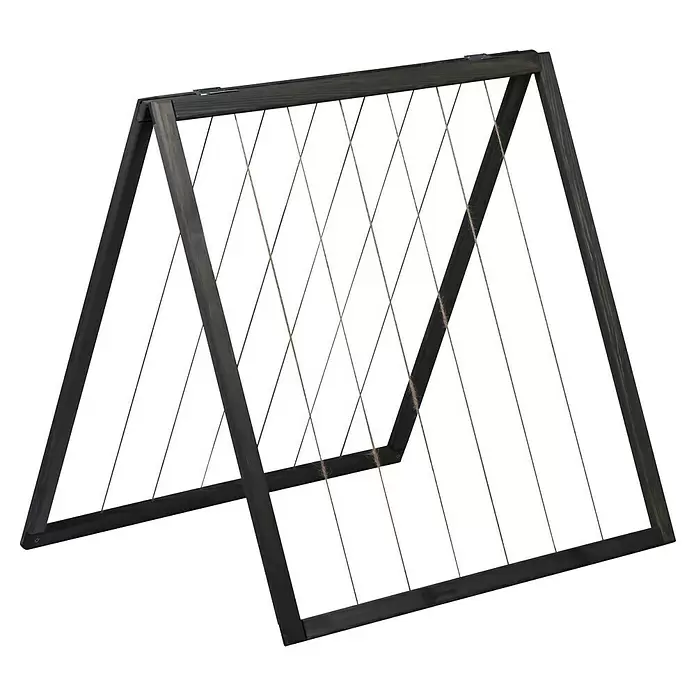 Dobar Rankhilfe - 58 x 70 cm, Holz, Anthrazit - Dunkles A-Rahmen Display-Gestell aus Holz mit gekreuzten Schnüren.