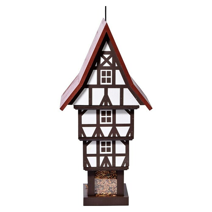 Dobar Vogelfutterhaus Zuckerhut (20 x 18 x 41 cm, Weiß/ Braun/ Rot, Holz) | BAUHAUS