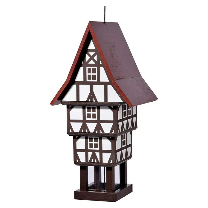 Dobar Vogelfutterhaus Zuckerhut (20 x 18 x 41 cm, Weiß/ Braun/ Rot, Holz) | BAUHAUS