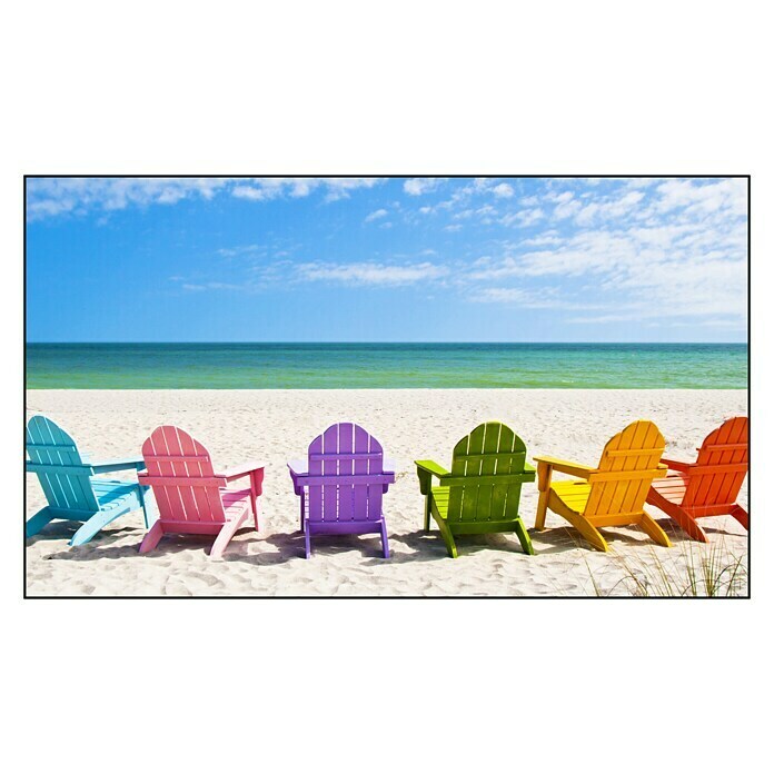 Cuadro de vidrio Beach chairs (Sillas de playa, 120 x 70 cm, Vidrio)
