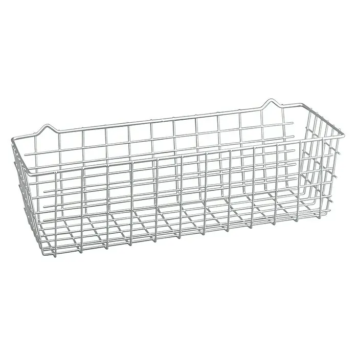 Metaltex Allzweck-Korb Koala - L x B x H: 33 x 12 x 10 cm, Metall, Silber - Ein länglicher, silberner Drahtkorb mit rechteckigen Maschen und Griffmulden an den Enden, ideal zur Aufbewahrung.