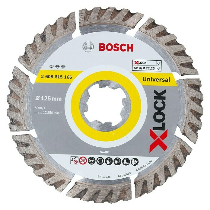 Bosch Professional X-Lock Diamant-Trennscheibe Standard for Universal125 mm, Geeignet für: Beton Front View