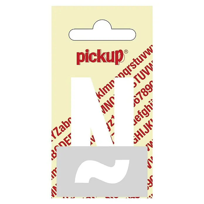 Pickup Etiqueta adhesiva - Motivo: Ñ, Blanco, Altura: 6 cm - Imagen del producto de una plantilla Pickup con la letra N, ideal para proyectos creativos y manualidades.