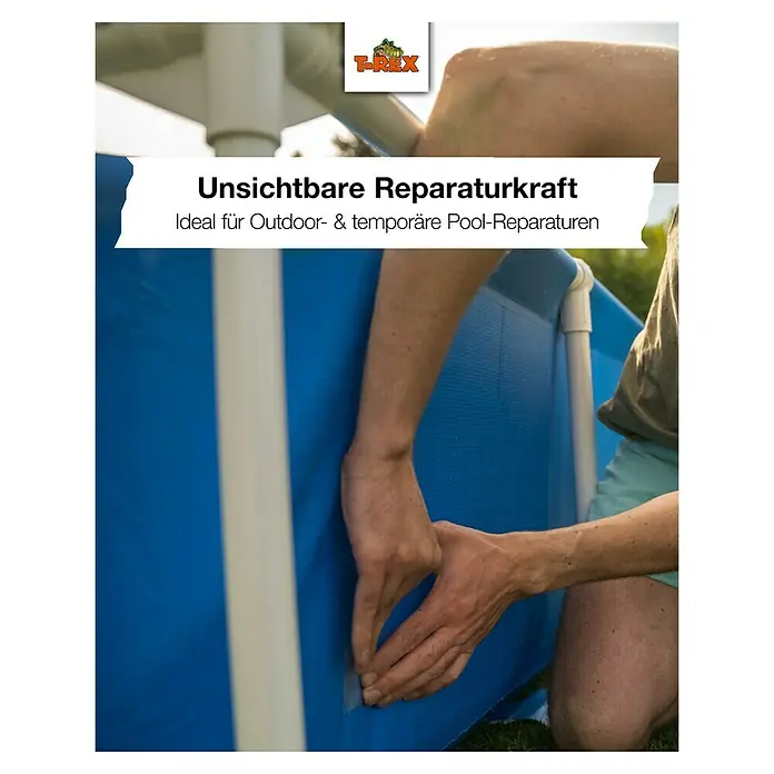 T-Rex Reparaturband Waterproof Tape - Schwarz, 1,5 m x 50 mm - T-Rex Reparatur: Unsichtbare Reparaturkraft für Outdoor- und Pool-Reparaturen. Ideal für temporäre Anwendungen am Schwimmbecken.