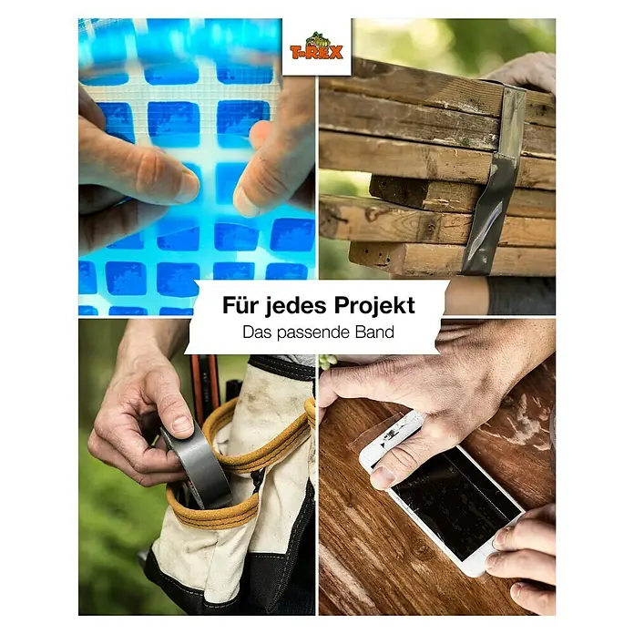 T-Rex Gewebeband - Schwarz, L x B: 9,1 m x 25 mm - T-Rex-Band für jedes Projekt. Das passende, zuverlässige Klebeband für Reparaturen, Bündelungen und mehr.