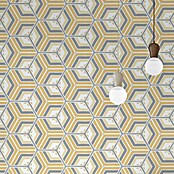 Feinsteinzeugfliese Hexagon Jasmine Yellow (25 x 22 cm, Gelb/Grau/Orange, Glasiert)