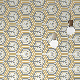 Feinsteinzeugfliese Hexagon Jasmine Yellow (22 x 25 cm, Gelb/Grau/Orange, Matt)