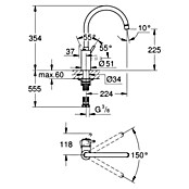 Grohe Concetto Spültischarmatur (Chrom, Glänzend, Hoher Auslauf)