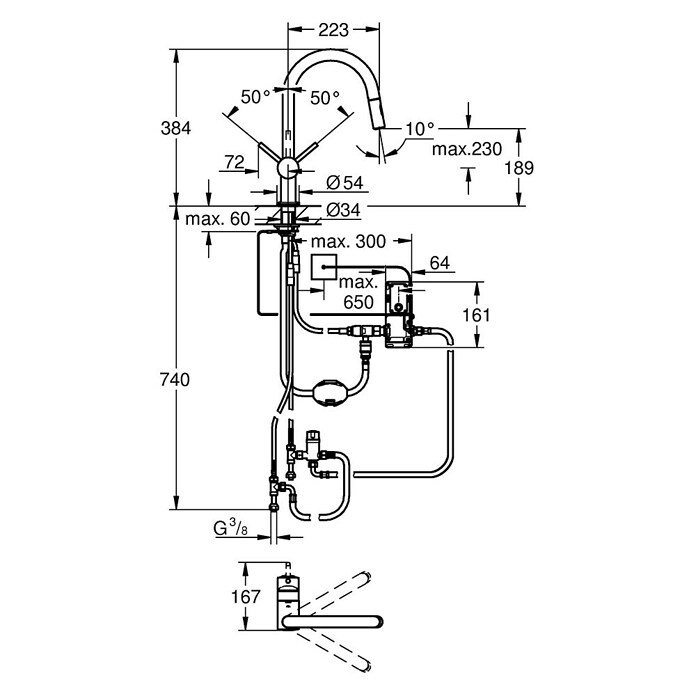 Grohe Spültischarmatur Minta Touch 2 (Touch-Wasseraktivierung, Chrom, Glänzend)