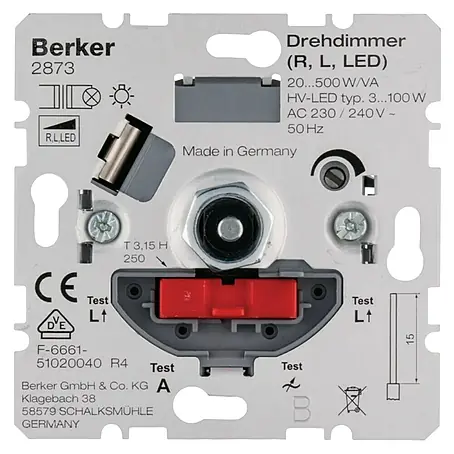 Berker  Dimmer-Einsatz 2873 mit Softrastung