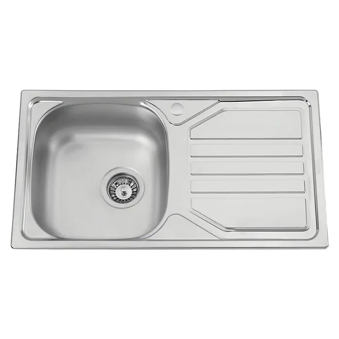 Rodi Fregadero encastrable Okio 78 1C+1E D - 43,5 x 78 cm, Acero inoxidable, Escurridor a la derecha - Fregadero de acero inoxidable con escurridor, ideal para cocinas modernas. Su diseño duradero ofrece funcionalidad y longevidad.\n