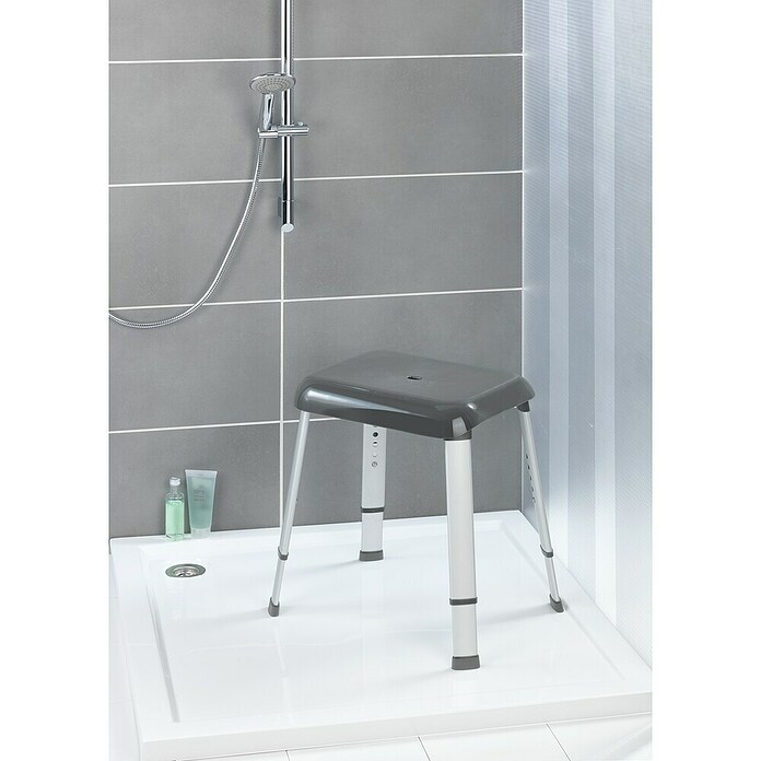 Wenko Secura Premium Stolica za kupaonicu Secura Premium  (Podešavanje po visini: 42 cm - 52 cm, Opteretivost: 130 kg, Antracit) | BAUHAUS