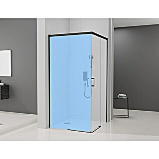 Camargue Mampara de ducha esquinera Aqua angular 1 lado (An x Al: 70 x 195 cm, Negro)