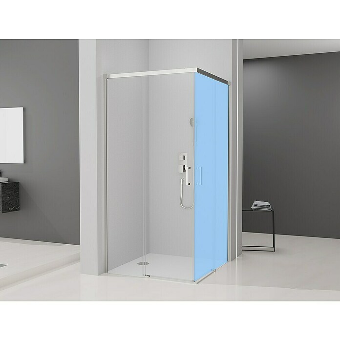 Camargue Mampara de ducha esquinera Aqua angular 1 lado (An x Al: 100 x 195 cm, Vidrio transparente, 6 mm, Cromo) | BAUHAUS
