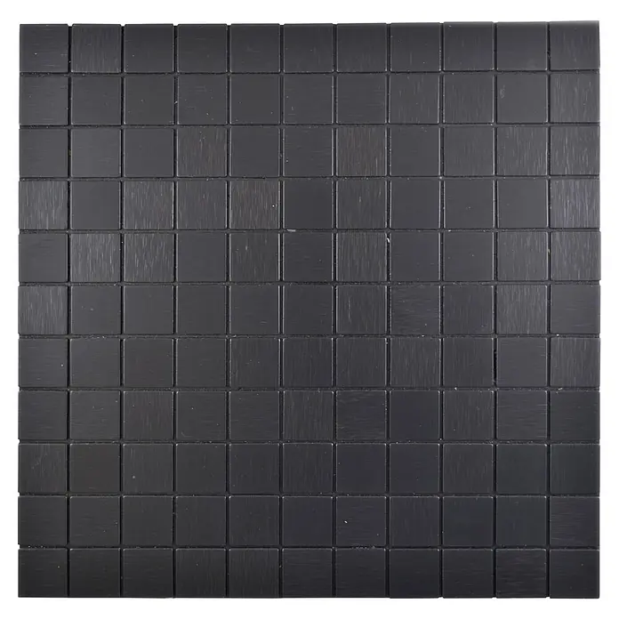 Selbstklebemosaik SAM 4AL3B - 29 x 29 cm, Schwarz, Matt - Quadratisches Mosaikmuster mit kleinen, dunkelgrauen Quadraten, die eine strukturierte Oberfläche für Boden- oder Wandbeläge bilden.