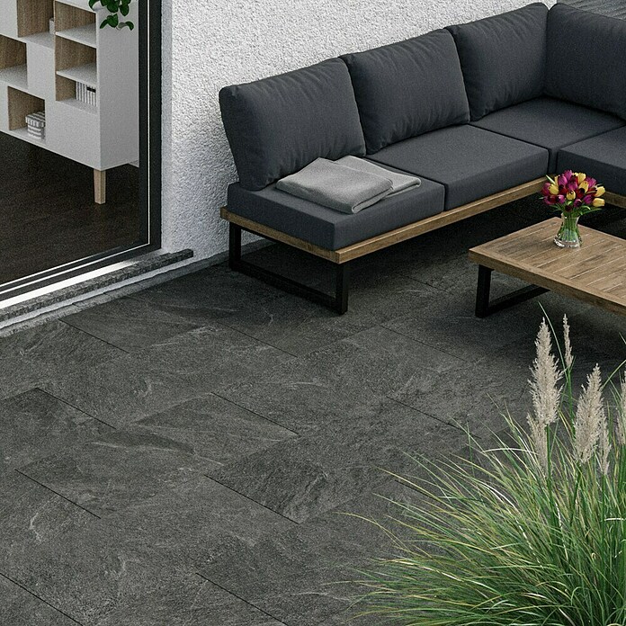 Marazzi Terrassenfliese Esterno 20T Quarzit (50 x 100 x 2 cm, Schwarz, Matt) | BAUHAUS