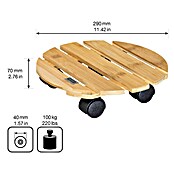 Wagner System Soporte con ruedas para plantas Roller bambú (L x An x Al: 29 x 29 x 7 cm, Bambú, Carga máx.: 100 kg) | BAUHAUS