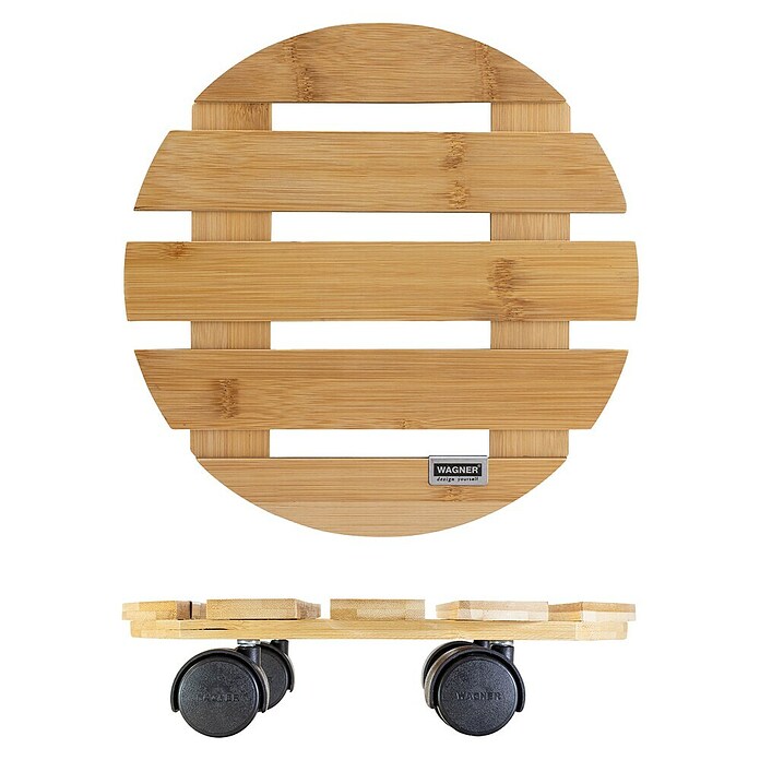 Wagner System Soporte con ruedas para plantas Roller bambú (L x An x Al: 29 x 29 x 7 cm, Bambú, Carga máx.: 100 kg) | BAUHAUS