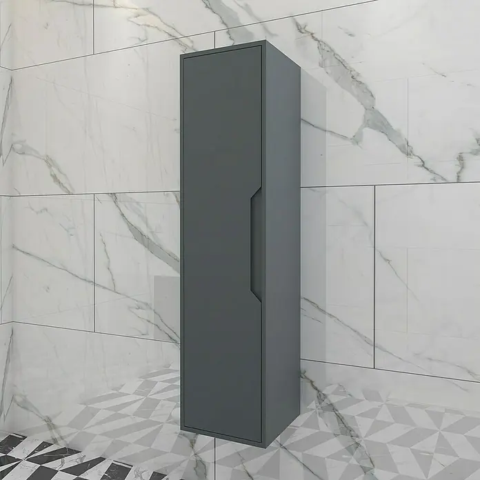 Disbain Armario colgante de baño Casiopea - L x An x Al: 35 x 35 x 140 cm, Verde foresta - Armario de baño gris con diseño minimalista. Perfecto para guardar los elementos esenciales y optimizar el espacio.