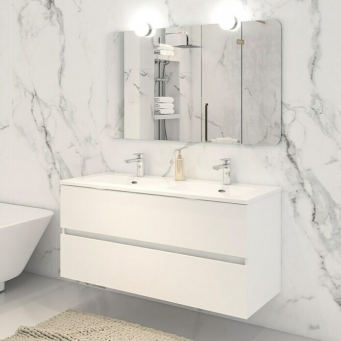 Disbain Conjunto de mueble de baño Vega (Ancho: 120 cm, Blanco, 3 pzs.) | BAUHAUS