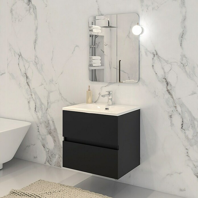 Disbain Conjunto de mueble de baño Vega (Ancho: 60 cm, Negro, 3 pzs.) | BAUHAUS