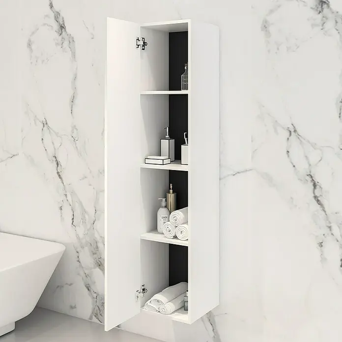 Disbain Armario colgante de baño Vega - L x An x Al: 35 x 35 x 160 cm, Blanco - Elegante baño con armario de pared blanco, que almacena toallas y productos de cuidado con estilo. Almacenamiento moderno para cada baño.