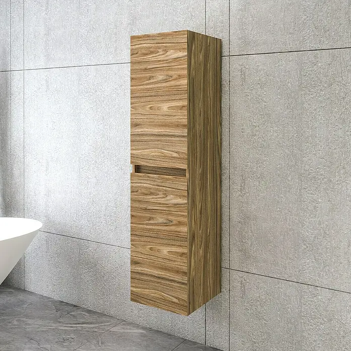 Disbain Armario colgante de baño Kuntur - L x An x Al: 35 x 35 x 140 cm, Palisandro - Mueble de baño color madera con cajón para guardar utensilios de baño. Óptimo para espacios pequeños que necesitan almacenamiento adicional.