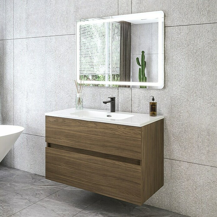 Disbain Conjunto de mueble de baño Kuntur (Ancho: 100 cm, Nogal italiano, 3 pzs.) | BAUHAUS