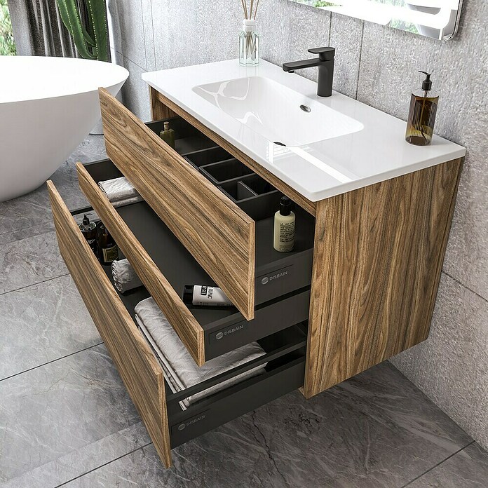 Disbain Conjunto de mueble de baño Kuntur (Ancho: 100 cm, Palisandro, Mate) | BAUHAUS