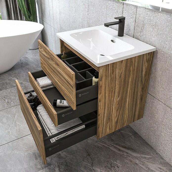 Disbain Conjunto de mueble de baño Kuntur (60 cm, Palisandro, 3 pzs.) | BAUHAUS
