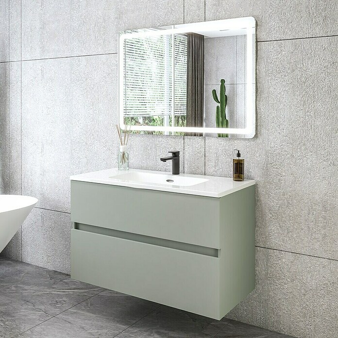 Disbain Conjunto de mueble de baño Kuntur (100 cm, Verde té) | BAUHAUS