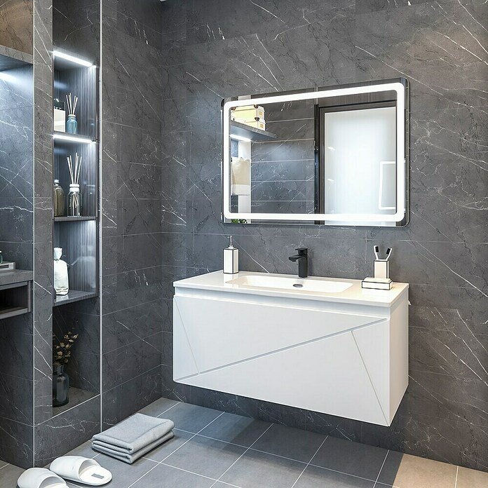 Disbain Conjunto de mueble de baño Lira (Ancho: 100 cm, Blanco, 3 pzs.) | BAUHAUS