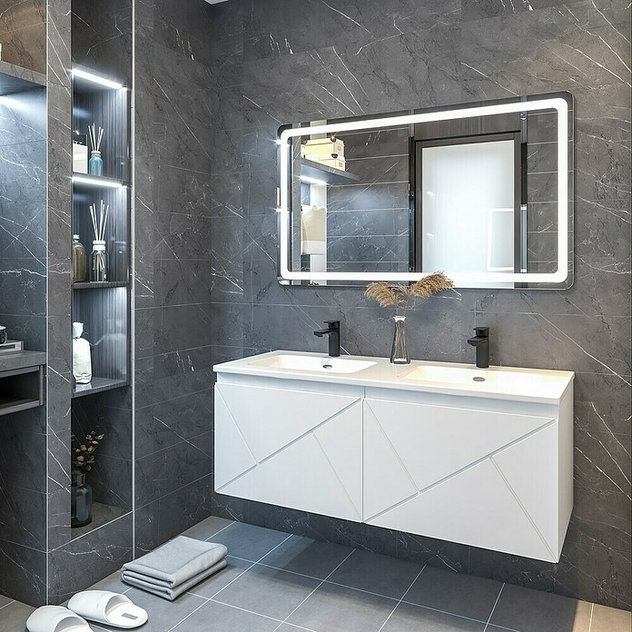 Disbain Conjunto de mueble de baño Lira (Ancho: 120 cm, Blanco, 3 pzs.) | BAUHAUS
