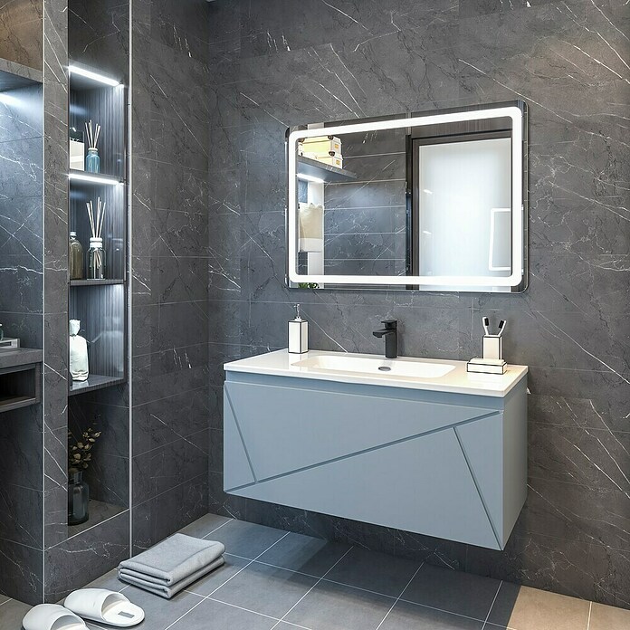Disbain Conjunto de mueble de baño Lira (Ancho: 100 cm, Azul soho, 3 pzs.) | BAUHAUS