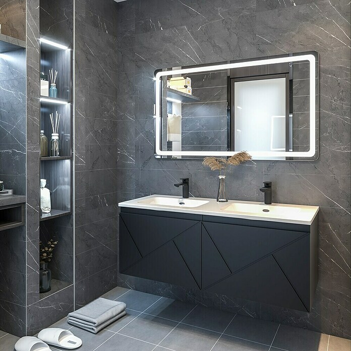 Disbain Conjunto de mueble de baño Lira (Ancho: 120 cm, Negro, 3 pzs.) | BAUHAUS