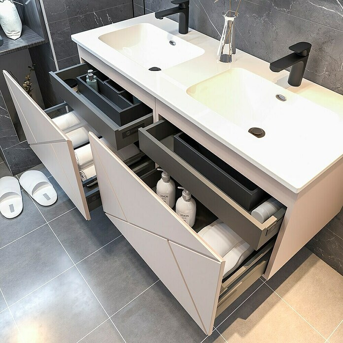 Disbain Conjunto de mueble de baño Lira (Ancho: 120 cm, Maquillaje, Mate, 2 pzs.) | BAUHAUS