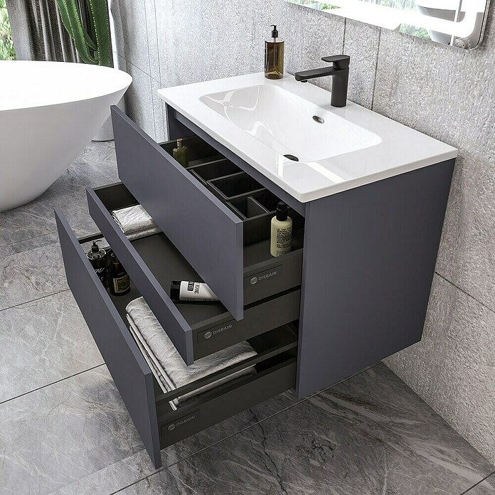 Disbain Conjunto de mueble de baño Kuntur (80 cm, Azul noche) | BAUHAUS