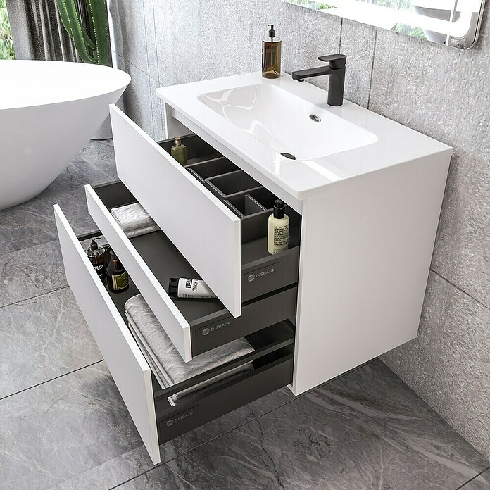 Disbain Conjunto de mueble de baño Kuntur (80 cm, Blanco) | BAUHAUS