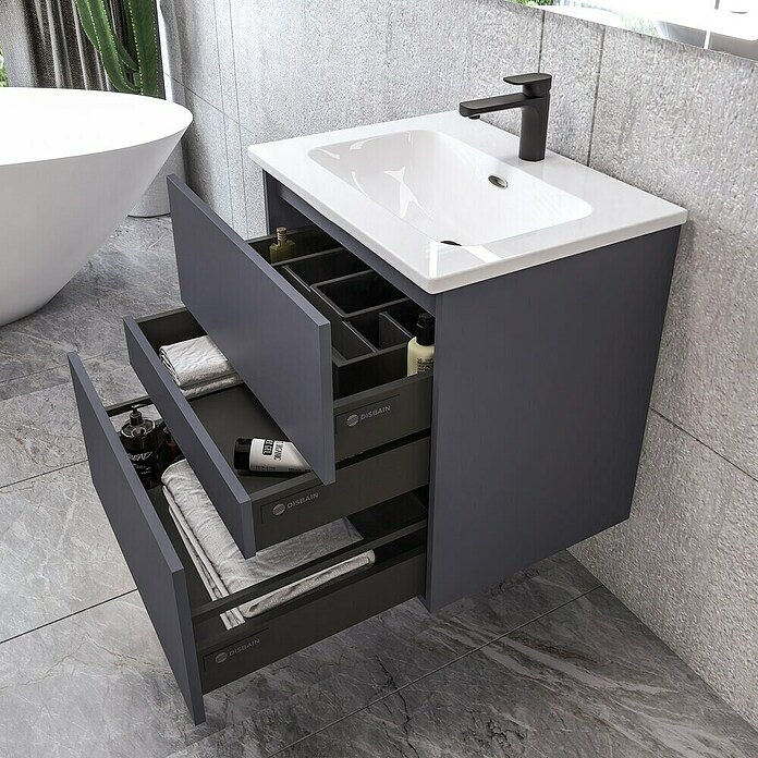 Disbain Conjunto de mueble de baño Kuntur (Ancho: 60 cm, Azul noche, Mate) | BAUHAUS