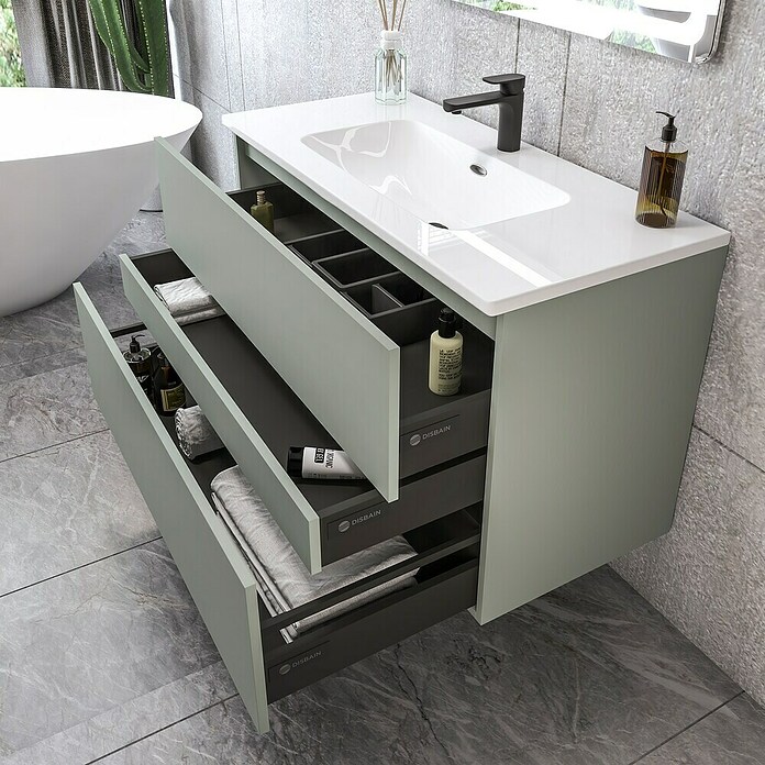 Disbain Conjunto de mueble de baño Kuntur (100 cm, Verde té) | BAUHAUS
