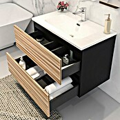 Disbain Conjunto de mueble de baño Vega (Ancho: 80 cm, Negro/Bambú, 2 pzs.) | BAUHAUS