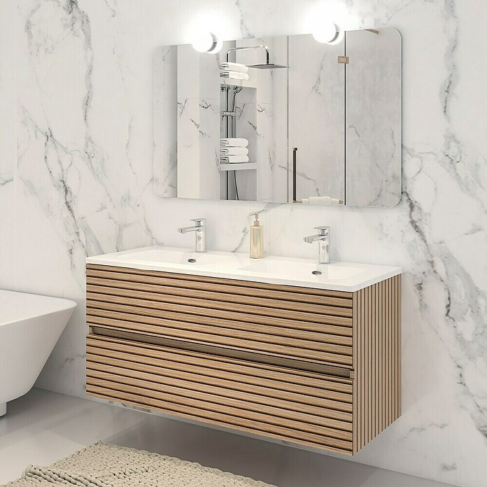 Disbain Conjunto de mueble de baño Vega (120 cm, Acacia, 3 pzs.) | BAUHAUS