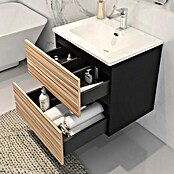 Disbain Conjunto de mueble de baño Vega (Ancho: 60 cm, Negro/Bambú, 2 pzs.) | BAUHAUS
