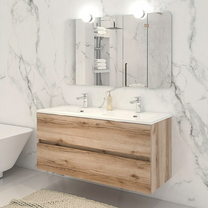 Disbain Conjunto de mueble de baño Vega (Ancho: 120 cm, Cognac, 3 pzs.) | BAUHAUS