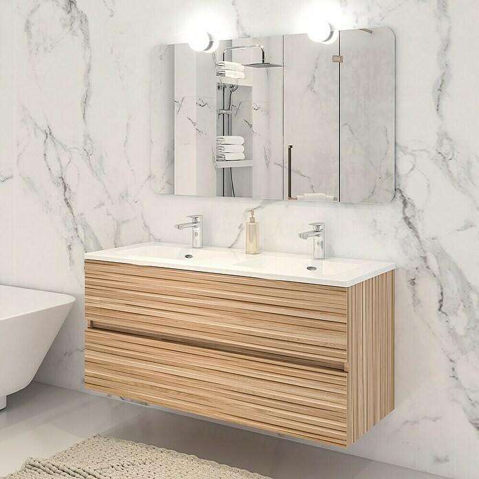 Disbain Conjunto de mueble de baño Vega (Ancho: 120 cm, Bambú, 3 pzs.) | BAUHAUS