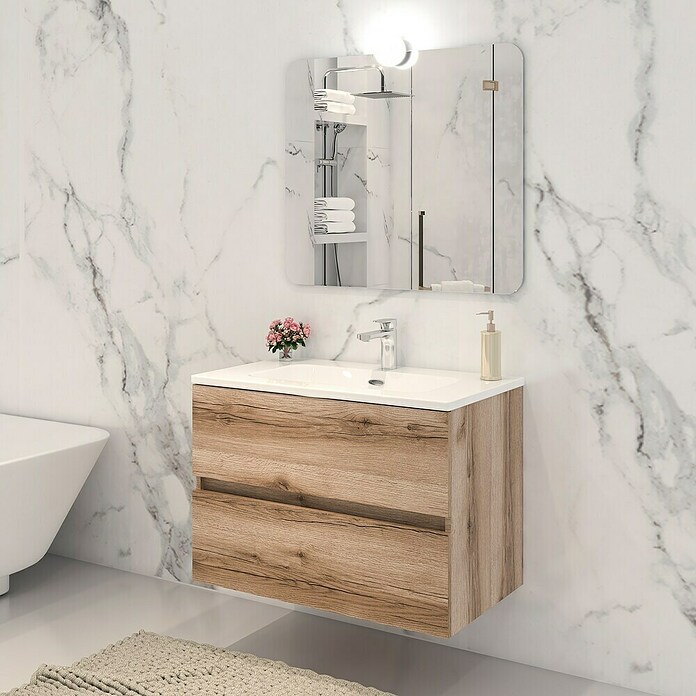 Disbain Conjunto de mueble de baño Vega (Ancho: 80 cm, Cognac, 3 pzs.) | BAUHAUS