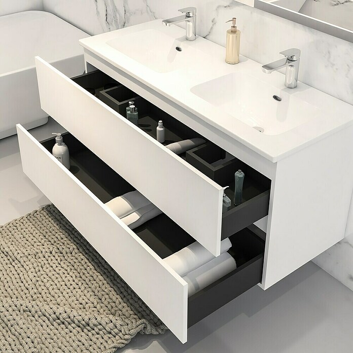 Disbain Conjunto de mueble de baño Vega (Ancho: 120 cm, Blanco, 3 pzs.) | BAUHAUS