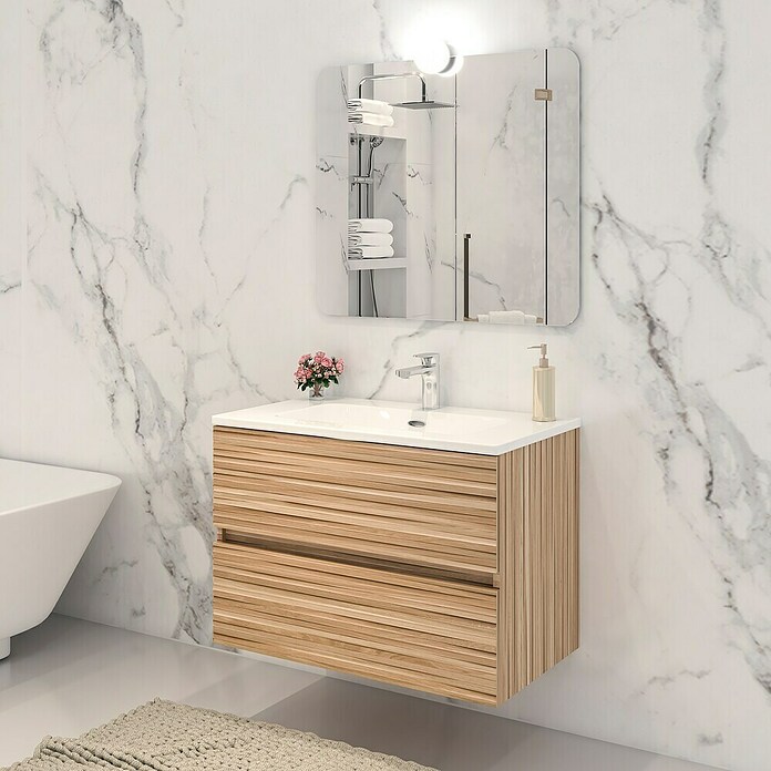 Disbain Conjunto de mueble de baño Vega (Ancho: 80 cm, Bambú, 3 pzs.) | BAUHAUS